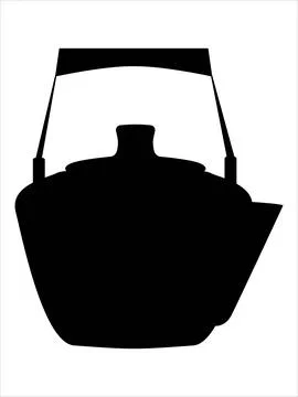 Kettle kitchen isolated on white in black vector Stock Illustration