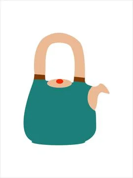 Kettle kitchen isolated on white in vector by color Stock Illustration