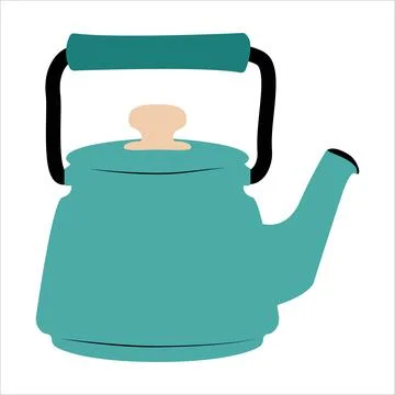 Kettle kitchen isolated on white in vector Stock Illustration