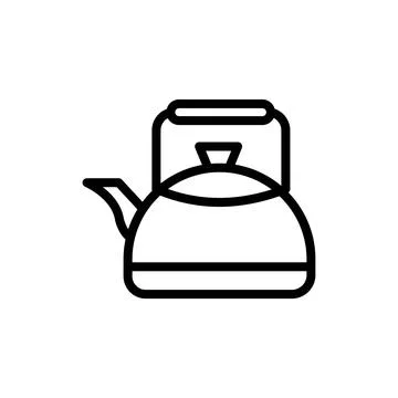 Kettle in line art style vector icon Stock Illustration