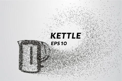 Kettle of particles. An electric kettle is made of circles and dots. Stock Illustration