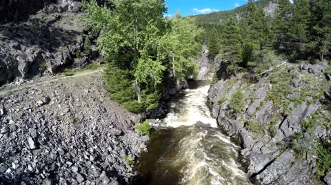 Kettle River, aerial view, forward flight over rapids Stock Footage 50653278