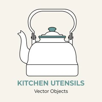 Kettle simple form vector illustration. Vector line illustration isolated tea Stock Illustration