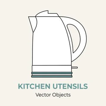 Kettle simple form vector illustration. Vector line illustration isolated tea Stock Illustration
