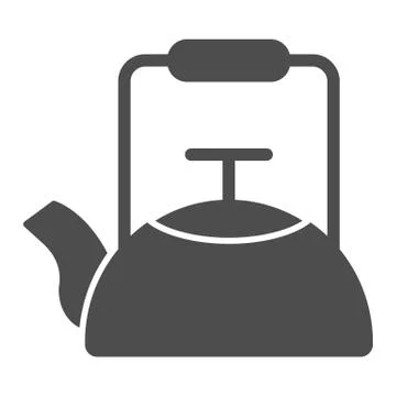 Kettle solid icon, Coffee time concept, teapot sign on white background, kitchen Stock Illustration