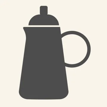 Kettle solid icon. Teapot symbol, glyph style pictogram on beige background Illustrazione stock