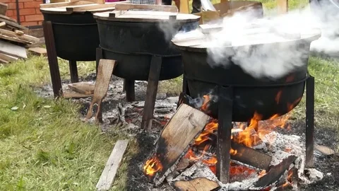 The kettle stands on fire Stock Footage 79785912