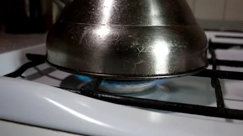 The kettle is on the stove Stock Footage 80217307