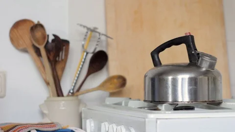 Kettle On Stove Stock Footage 127032253