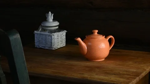 Kettle on the table Stock Footage 110832738