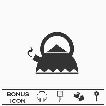 Kettle for tea icon flat. Stock Illustration