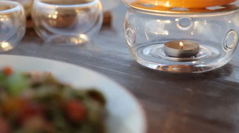 Kettle with tea on the table in a cafe Stock Footage 67511605