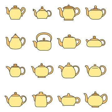 Kettle teapot icons set vector color Stock Illustration