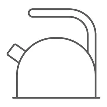Kettle thin line icon, kitchen and cooking, teapot Stock Illustration