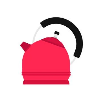 Kettle vector icon kitchen handle appliance. Cartoon tea pot boil. Utensil wa Ilustração Stock