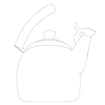 Kettle vector illustration isolated on white, domestic appliance line outline Stock Illustration
