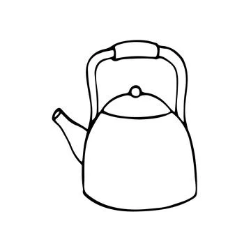 Kettle. Vector illustration of a kitchen utensil. Hand-drawn teapot. Isolat.. Stock Illustration