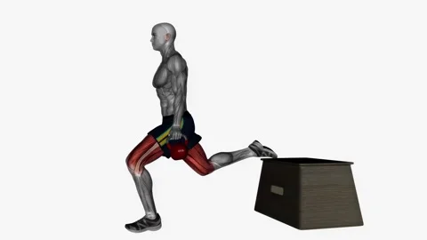 Kettlebell bulgarian split squat right side view   fitness exercise workout anim Video stock 243990219