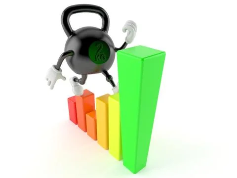 Kettlebell character with chart Ilustración de archivo