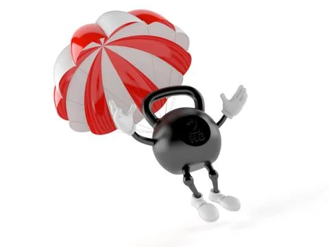 Kettlebell character with parachute 스톡 일러스트