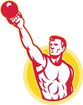 Kettlebell exercise weight training retro 스톡 일러스트