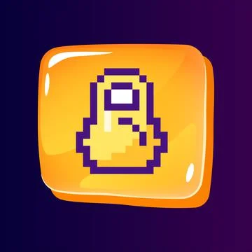 Kettlebell glossy ui button with pixelated color icon Stock Illustration