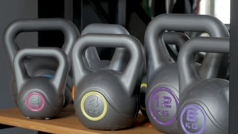 Kettlebell in the gym Stock Footage 110922659