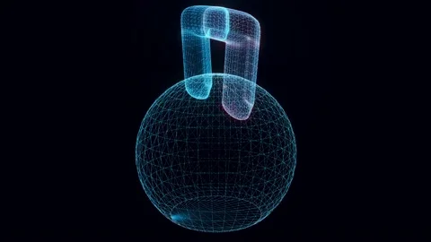 Kettlebell hologram Rotating Stock Footage 155030012