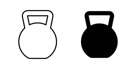 Kettlebell icon collection in black, Line icons, flat symbols Stock Illustration