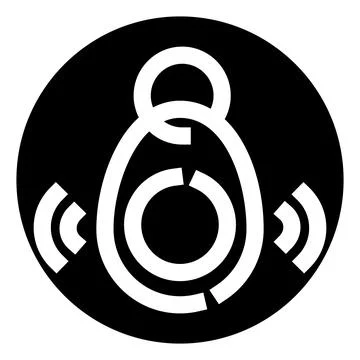 Kettlebell icon generating sound waves in black circle Stock Illustration