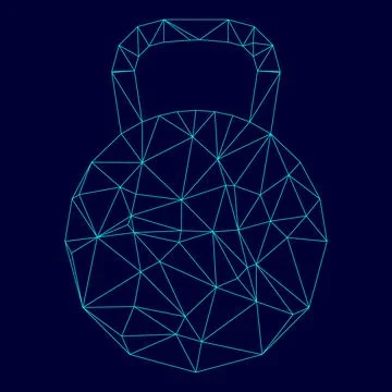 Kettlebell low poly triangulation triangulated polygonal electric cyan blue v Ilustración de archivo