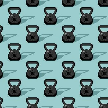 Kettlebell pattern seamless. Crossfit accessory sport background Stock Illustration
