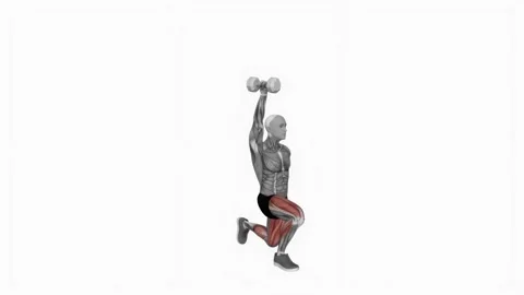 Kettlebell Single Arm Overhead Lunge fitness exercise workout animation male mus 動画素材 243990220
