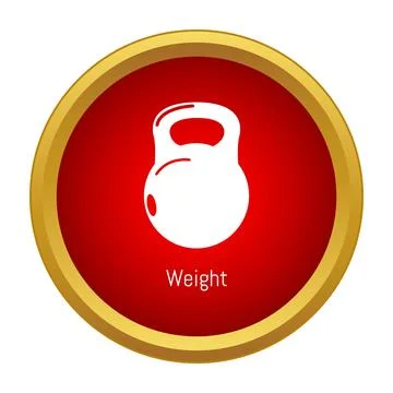 Kettlebell weight lifting gym exercise icon inside red circle Stock Illustration