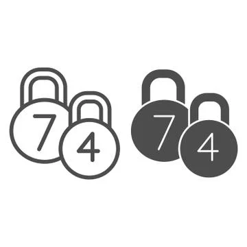 Kettlebells line and solid icon. Two Sport Dumbbells illustration isolated on Stock Illustration