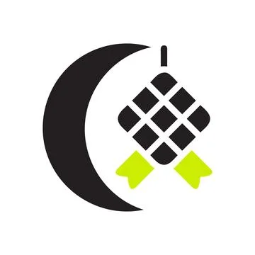 Ketupat icon solid black green colour ramadan symbol illustration perfect. Illustrazione stock