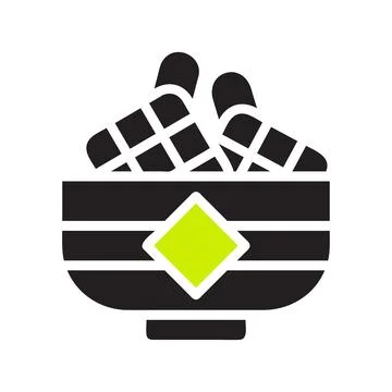 Ketupat icon solid black green colour ramadan symbol illustration perfect. Illustrazione stock