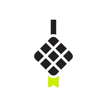 Ketupat icon solid black green colour ramadan symbol illustration perfect. Stock Illustration