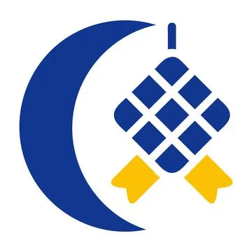 Ketupat icon solid blue yellow colour ramadan symbol perfect. Illustrazione stock