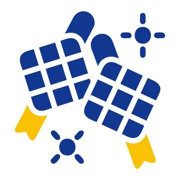 Ketupat icon solid blue yellow colour ramadan symbol perfect. Stock Illustration
