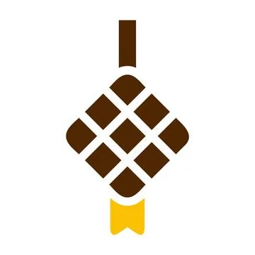 Ketupat icon solid brown yellow colour ramadan symbol perfect. Illustrazione stock