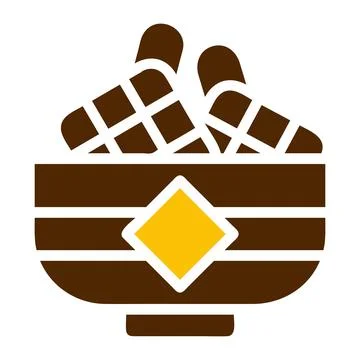 Ketupat icon solid brown yellow colour ramadan symbol perfect. Illustrazione stock