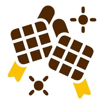 Ketupat icon solid brown yellow colour ramadan symbol perfect. Illustrazione stock