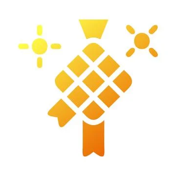 Ketupat icon solid gradient yellow style ramadan illustration vector elemen.. 스톡 일러스트