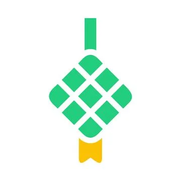 Ketupat icon solid green yellow style ramadan illustration vector element a.. Illustrazione stock