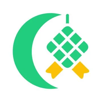 Ketupat icon solid green yellow style ramadan illustration vector element a.. Illustrazione stock
