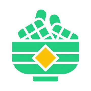 Ketupat icon solid green yellow style ramadan illustration vector element a.. イラスト素材