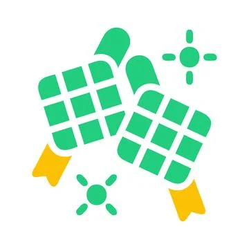 Ketupat icon solid green yellow style ramadan illustration vector element a.. Illustrazione stock