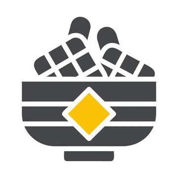 Ketupat icon solid grey yellow style ramadan illustration vector element an.. Stock Illustration