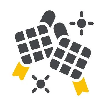 Ketupat icon solid grey yellow style ramadan illustration vector element an.. 스톡 일러스트